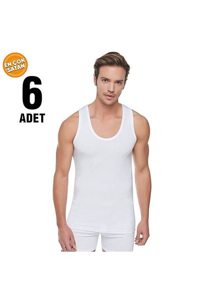 Tutku White Men's Ribbed Athlete Set of 6