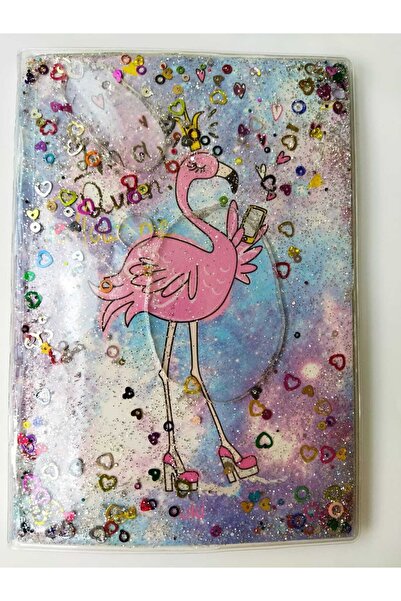 A5 Boy Simli Ve Sulu Şeffaf Flamingo Defter Okul Defteri Hediyelik Defter