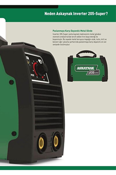 Askaynak 205 Inverter Kaynak Makinası 180a + Maxstar Kaynak Maskesi + Starline Kaynak Eldiveni