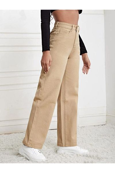 SHEVEGA Παντελόνι Mink High Waist Palazzo Boyfriend με φαρδύ πόδι