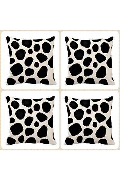 QueenHome Set de 4 huse de pernă cu model dalmatian imprimat pe o singură față