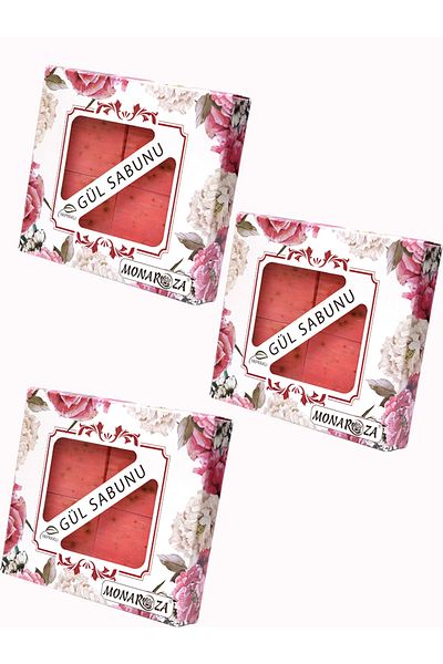 MonaRoza 4-Piece Rose Soap Set 3-Piece (3 Boxes X 4x75 Gr)