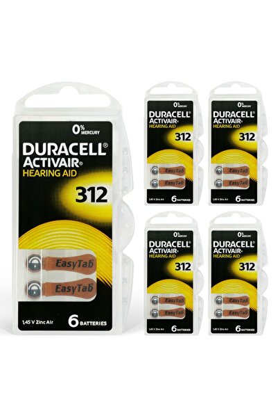 Duracell Activair 312 Numara Işitme Cihazı Pili (5 Paket X 6 Adet= 30 Adet Pil)
