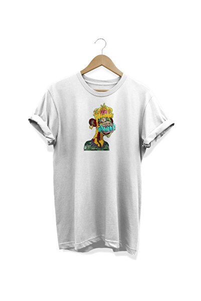 WİDİ Majmun Štampano Beli T-shirt