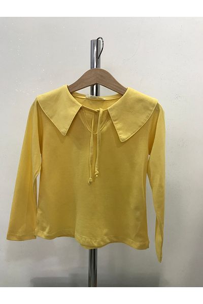 Çikoby Girl's Wide Collar Lace-Up T-Shirt