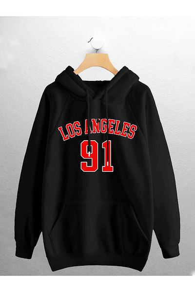 CANDEL Φούτερ Unisex με κουκούλα Los Angeles 91 με στάμπα