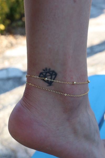 Dukkanka 2 Pack Dorica And Flat Chain Gold Color Women's Anklet