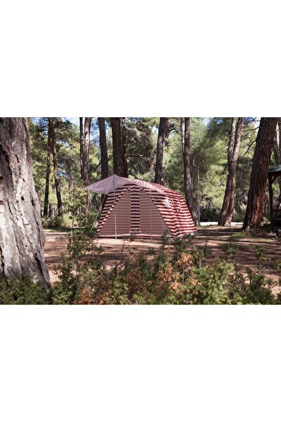 uç uludağ çadır Iki Odalı Pamuklu Kamp Çadırı - Kırmızı