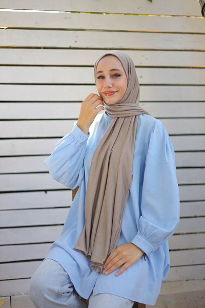 Aksesuar Hijab Combed Cotton Shawl Mink