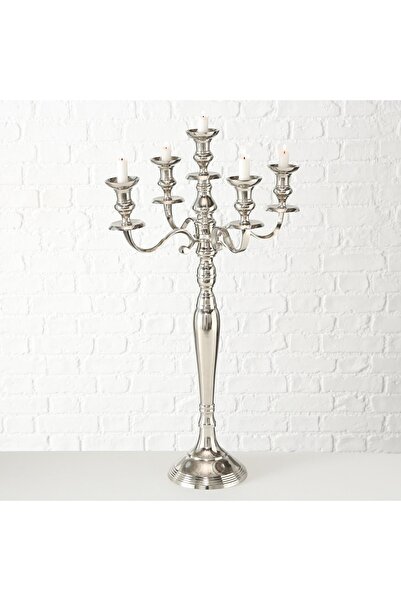 BOLTZE HOME Gümüş Yuvarlak Mumluk 78x46cm