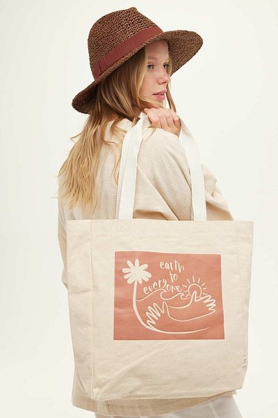 Manuka Bedruckte Canvas-Stofftasche mit Seitenfalten, Natur