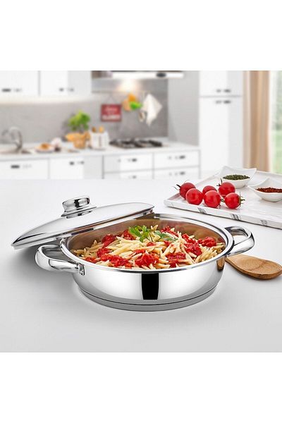 gülsan 24 Cm Mega Flat Pot - Karnıyarık Steel Handle