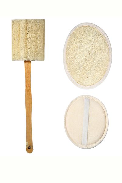 Layes Handle Back Scrub Natural Pumpkin Fiber Scrub Wooden Handle Body Scrub And Round Body Scrub