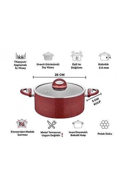 Taç Titan Granite Deep Pot 26 cm
