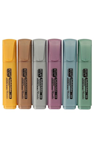 KRAF 6 Metallic + 6 Pastel Highlighter Set - 12 Colors