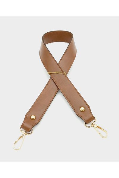angel çanta aksesuar 70X3,3 cm Tan Light Gold Metal Faux Leather Thick Handle