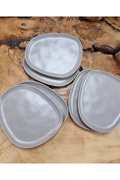 SERAMİKCİ Tetra Gray Cake Plate Set of 6