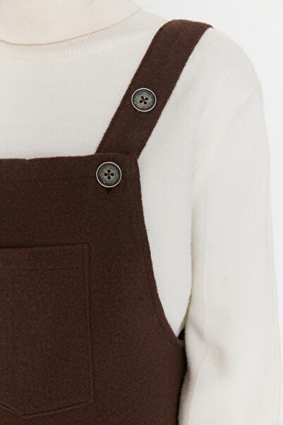 Trendyol Collection Hnědé tkané šaty Mini Gilet TWOAW20EL2134