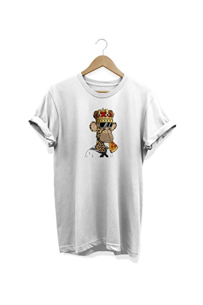 WİDİ Majmun Štampano Beli T-shirt
