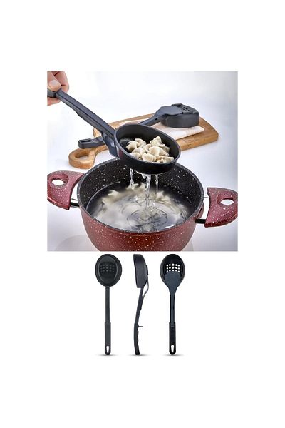 MİMOZA PARK Fireproof Non-Stick 3 in 1 Serving Set Resistant to 220 Degrees | Spoon | Colander | Ladle