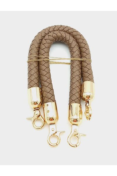 angel çanta aksesuar Mink Short Knitted Bag Handle Light Gold Metal