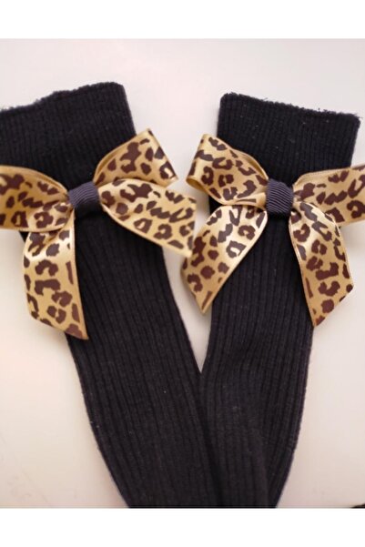 ÖZKARDEŞLER BABY Bebek Diz Altı Çorap Fiyonklu Leopar