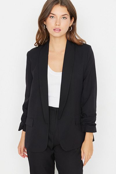 Trendyol Collection Schwarzer, gefütterter, geknöpfter, gewebter Blazer TWOAW23BC00025
