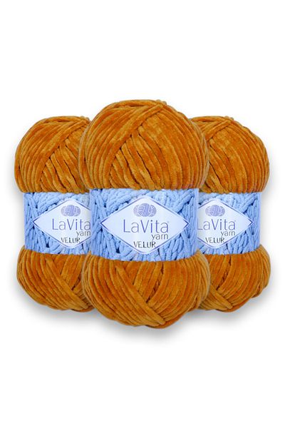 LaVita Yarn Συσκευασία 3 Amigurumi Hand Knitting Yarn Taka Yarn (7108-μουστάρδα)