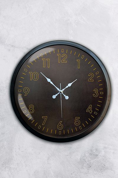 Kasva Concept 40 cm Black Metal Black Yellow Wall Clock