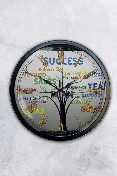 Kasva Concept Gift 40 cm Black Metal Success Wall Clock