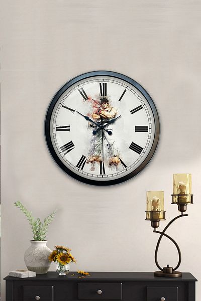 Kasva Concept 40 cm Black Metal Street Fighter Wall Clock