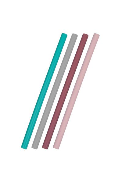 OiOi Pink Silicone Straw Set of 4