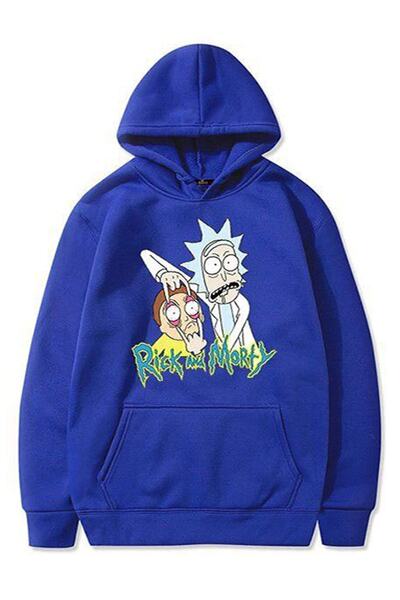 Buğraterzimoda Rick And Morty Kapüşonlu Saks Mavisi Sweatshirt