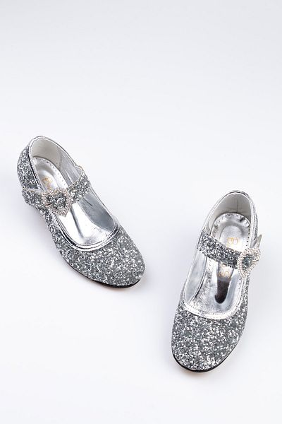 Baby DS Pantofi cu toc strălucitor Argintiu 26