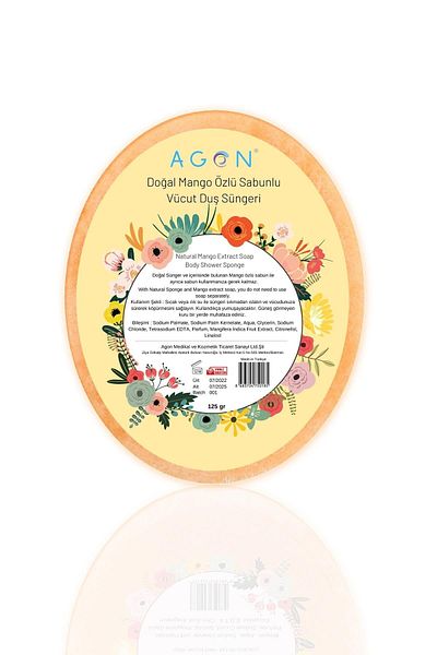 Agon Natural Handmade Mango Extract Soap Body Shower Sponge 125 Gr