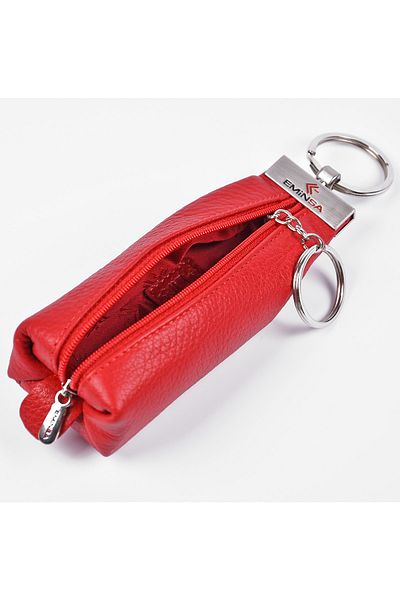 Eminsa Genuine Leather Red Keychain