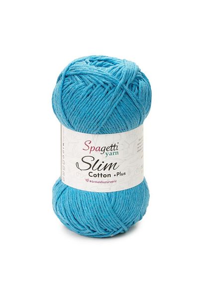 Spagettiyarn خيط محبوك يدويًا من القطن النحيف باللون الفيروزي
