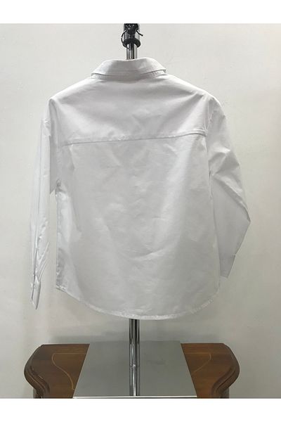 Çikoby Girl's White Collar Oversize Shirt
