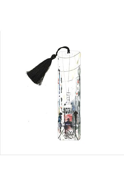 Sadrazam Nostalgic Tram Printed, Tasseled Bookmark (gift Bookmark,ayraç-090)