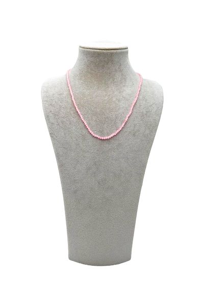 PEDRAS Natural Stone Facet Cut Pink Quartz Necklace A Quality Premium