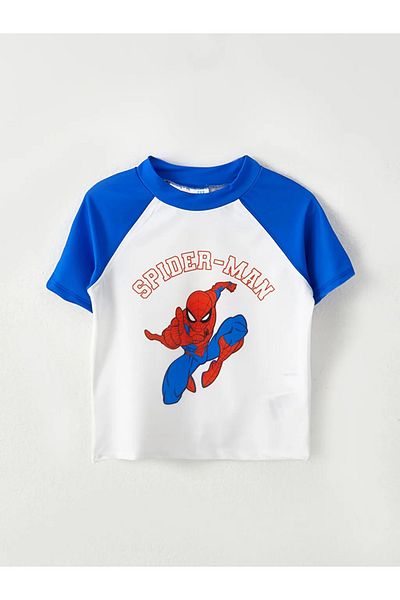 LC Waikiki Crew nyakú, rövid ujjú Spiderman nyomott kisfiú úszóruha