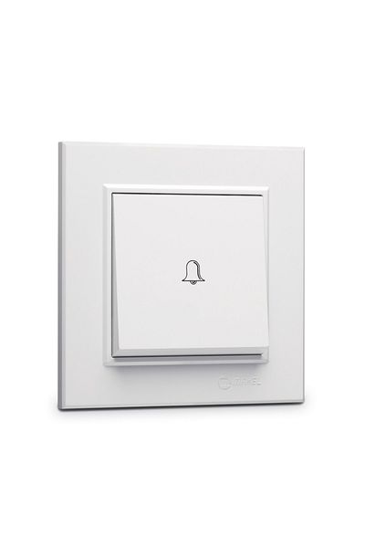 MAKEL SQUARE WHITE BELL BUTTON+SINGLE FRAME