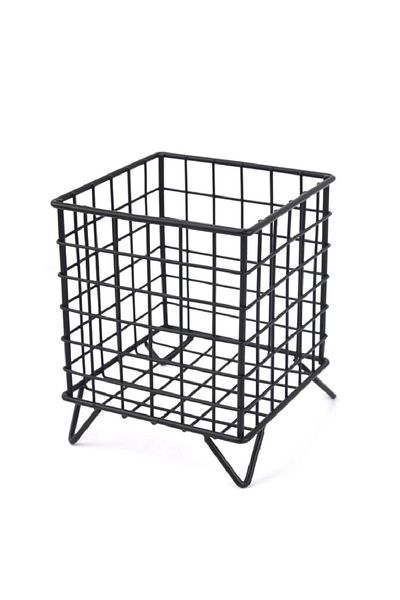GO DEKOR Wire Decorative Mini Cage Pedestal Basket Black