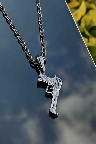 TREND COLLECTİON Siyah Füme Desert Eagle Tabanca Kolye