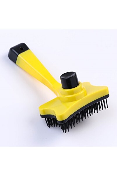 Ecoform Kedi Köpek Evcil Hayvan Tüy Tarama Ve Kaşıma Fırçası Tuşlu Sarı