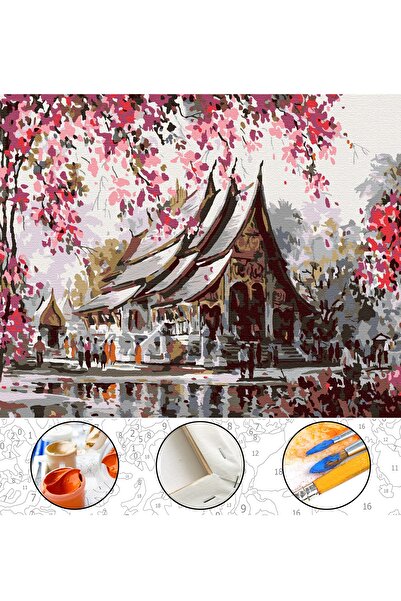 abbara Sayılarla Boyama Hobi Seti Çerçeveli Numaralı Tuval Fırça Boya Dahil Kasnaklı 40x50 Cm