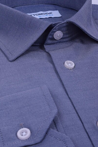 Ottomoda Erkek Cepli Klasik Uzun Kollu Gri Gömlek, Ot-cp-20173