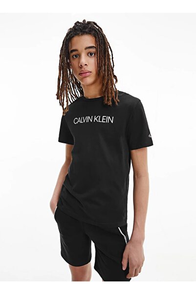 Calvin Klein Düz Siyah Erkek Çocuk T-shirt Ib0ıb00347,ınstıtutıonal T-shırt