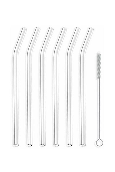 Bremen Home 6-Piece Thick Glass Straws + Brush