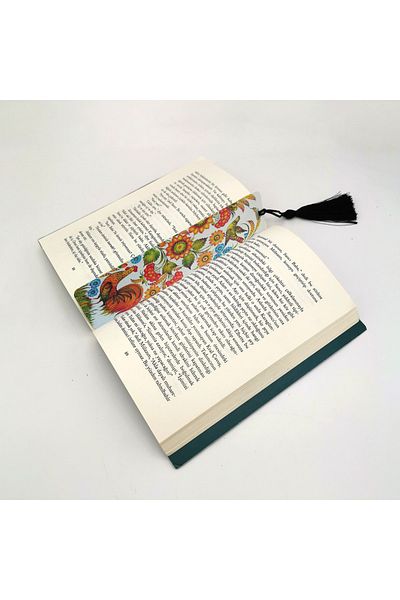 Sadrazam Rooster Pattern Printed, Tasseled Bookmark (gift Bookmark, bookmark-120)